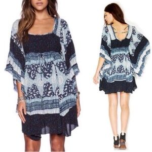 Free People Heart of Gold Mini Dress XS Boho Bell Sleeve Festival Cottagecore